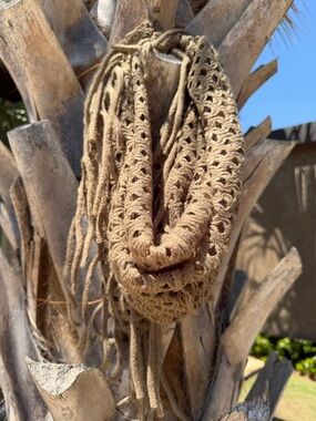 Boho Knit Fringe Infinity Scarf - Tan